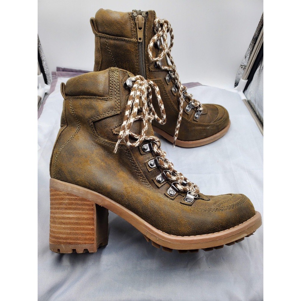 Carlos‎ by Carlos Santana Ardent Boots Womens 6.5 Olive Lug Sole Block Heel Fall